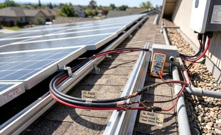 rooftop solar system installation with PV solar cables