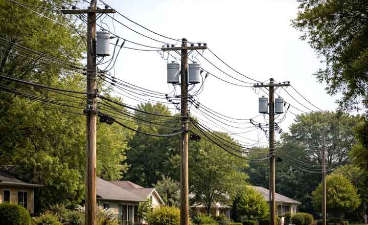 urban power supply with aerial bundled cable installation